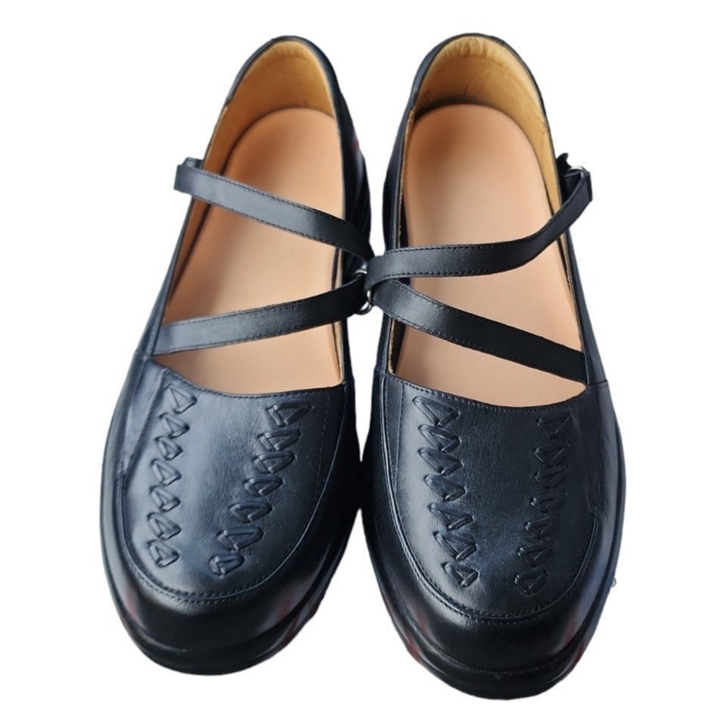 Dr Comfort Betsy Black Leather Orthopedic Diabetic Comfort Flats Shoes